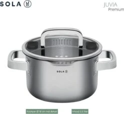 Sola Pannenset Juvia - 4 Delig - Ø 16,16,18,20 Cm - Zilver - RVS - Sandwichbodem 32 Sola Pannenset Juvia - 4 Delig - Ø 16,16,18,20 Cm - Zilver - RVS - Sandwichbodem -Keuken Potten Winkel 1200x1110