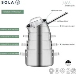 Sola Pannenset Juvia - 4 Delig - Ø 16,16,18,20 Cm - Zilver - RVS - Sandwichbodem 35 Sola Pannenset Juvia - 4 Delig - Ø 16,16,18,20 Cm - Zilver - RVS - Sandwichbodem -Keuken Potten Winkel 1200x1166 2