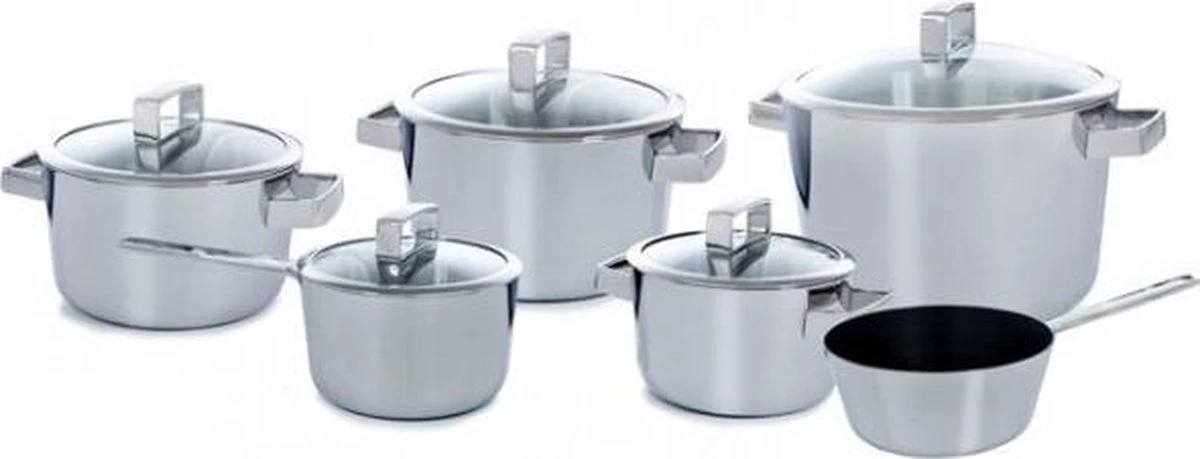 BK Conical Deluxe Kookpannenset - 5 Delig - RVS 3 BK Conical Deluxe Kookpannenset - 5 Delig - RVS