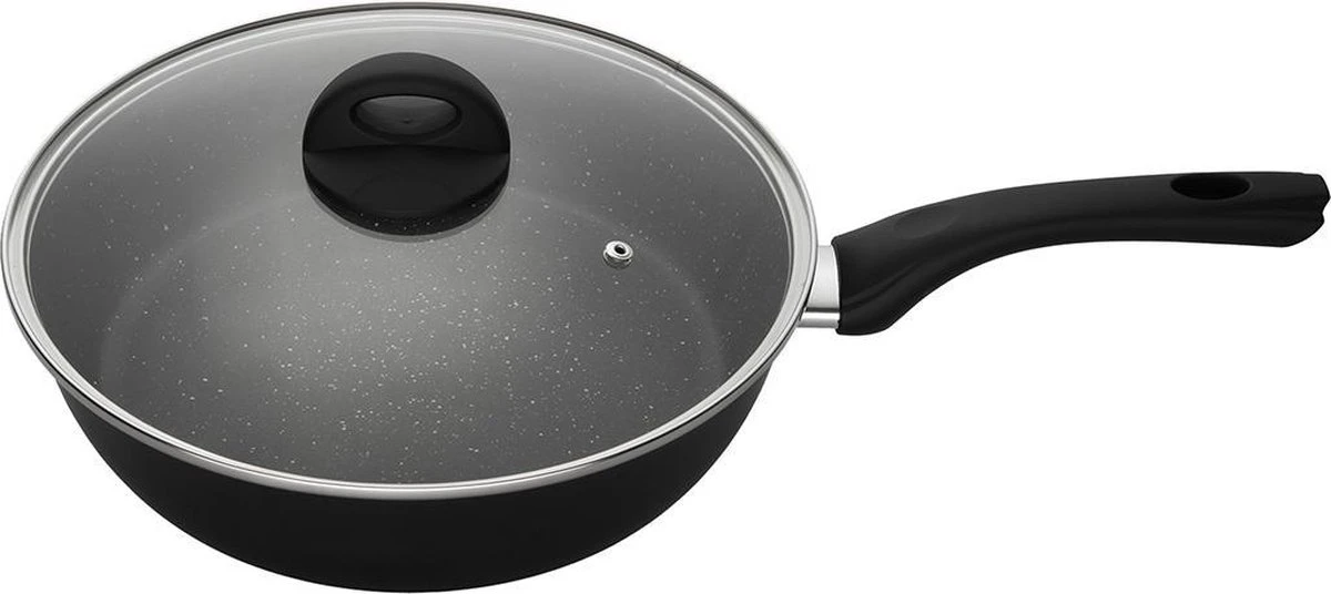 Sola Hapjespan Stonehenge - Ø 28 Cm - Zwart/wit - Aluminium - Antiaanbaklaag