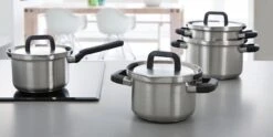 BK Flow Cool Pannenset - 4-delig – RVS Deksels - Veilig Afgietsysteem - Geschikt Voor Alle Warmtebronnen -Keuken Potten Winkel 1200x600