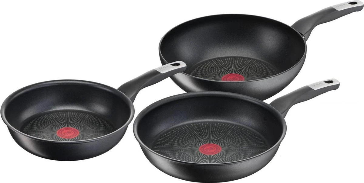 Tefal Unlimited - Pannenset - Koekenpannen Ø24/28 Cm - Wokpan Ø28 Cm